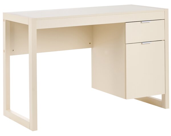 Písací stôl svetlobéžový drevotrieska 110 x 50 cm obdĺžnikový tvar skrinka zásuvka minimalistický dizajn kancelária