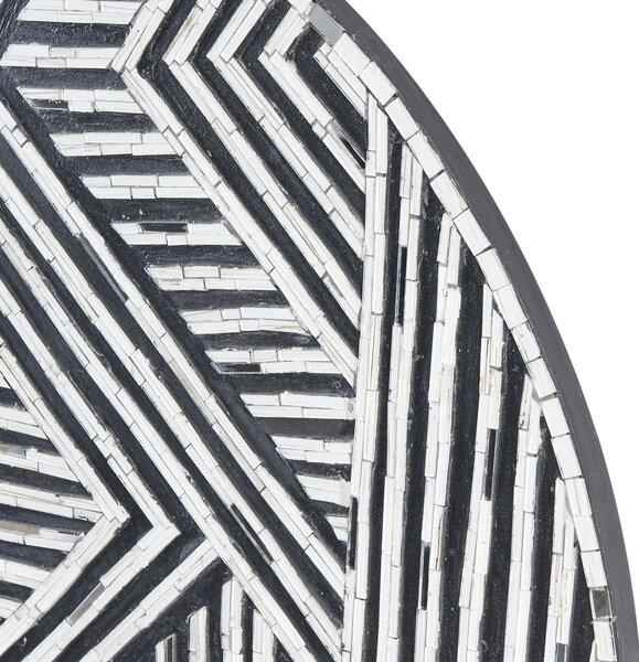 Nástenná dekorácia čierna a biela geometrický vzor okrúhla dvojdielna zo skla moderná minimalistická