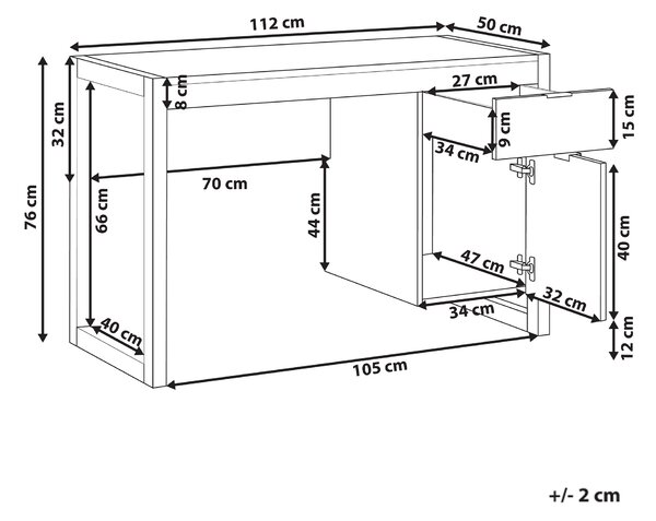 Písací stôl svetlobéžový drevotrieska 110 x 50 cm obdĺžnikový tvar skrinka zásuvka minimalistický dizajn kancelária