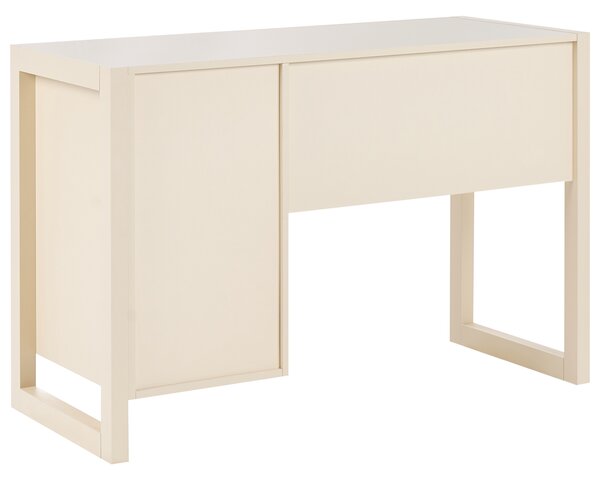 Písací stôl svetlobéžový drevotrieska 110 x 50 cm obdĺžnikový tvar skrinka zásuvka minimalistický dizajn kancelária