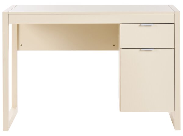 Písací stôl svetlobéžový drevotrieska 110 x 50 cm obdĺžnikový tvar skrinka zásuvka minimalistický dizajn kancelária