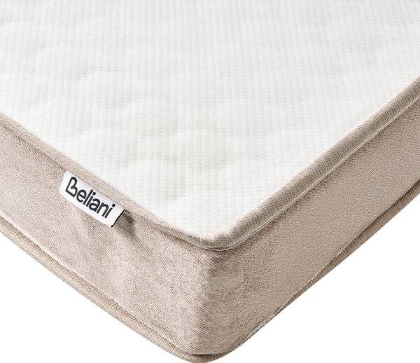 Kontinentálna posteľ bez čela béžová polyester čalúnený rám 180 x 200 cm pružinový matrac spálňa