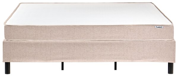 Kontinentálna posteľ bez čela béžová polyester čalúnený rám 180 x 200 cm pružinový matrac spálňa