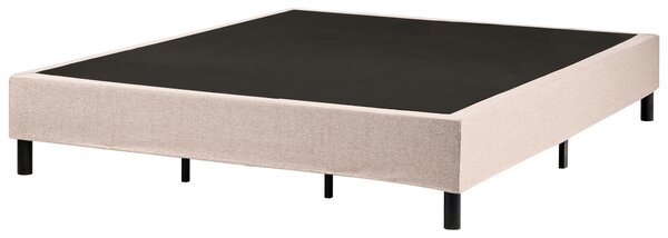 Kontinentálna posteľ bez čela béžová polyester čalúnený rám 180 x 200 cm pružinový matrac spálňa