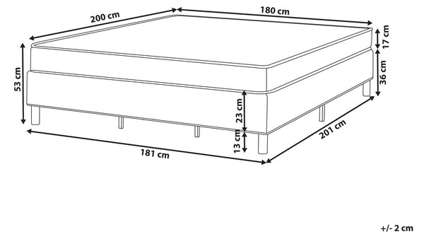Kontinentálna posteľ bez čela béžová polyester čalúnený rám 180 x 200 cm pružinový matrac spálňa