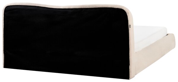 Posteľ s úložným priestorom svetlobéžová buklé čalúnenie 180 x 200 cm minimalistický moderný dizajn spálňa