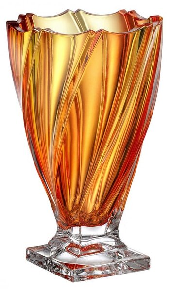 KRIŠTÁĽOVÁ VÁZA BOHEMIA PONTI FIRE GRADIENT NA NOHE 330MM