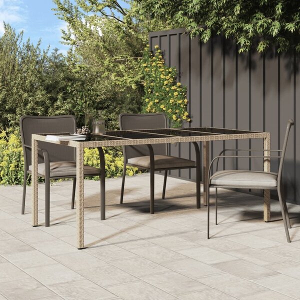 Maison Exclusive – Záhradný stôl béový 190 x 90 x 75 cm z tvrdeného skla a polyrotangu