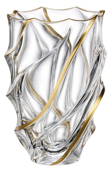 KRIŠTÁĽOVÁ VÁZA BOHEMIA SURF GOLD MATT 280MM