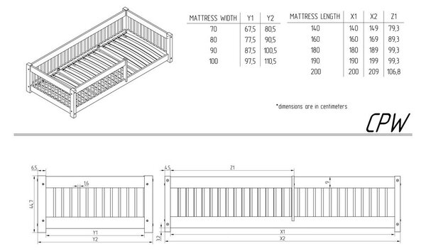 Detská posteľ s výsuvným lôžkom s úložným priestorom s roštom v prírodnej farbe 90x200 cm CPW – Adeko