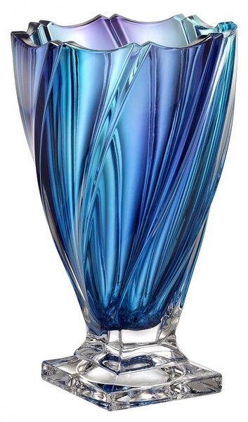 KRIŠTÁĽOVÁ VÁZA BOHEMIA PONTI OCEAN GRADIENT NA NOHE 330MM