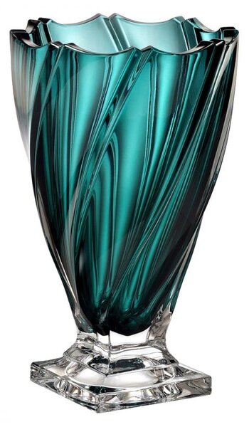 KRIŠTÁĽOVÁ VÁZA BOHEMIA PONTI GREEN TOUCH NA NOHE 330MM
