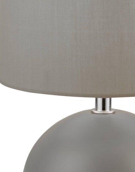 Searchlight Stolová lampa Quorin, sivá, textil/oceľ, 25 cm, E14, Hliník / sivá / zinok, Obývacia izba / jedáleň, Textil / látka / hodváb, Moderný, Stojacie svietidlo