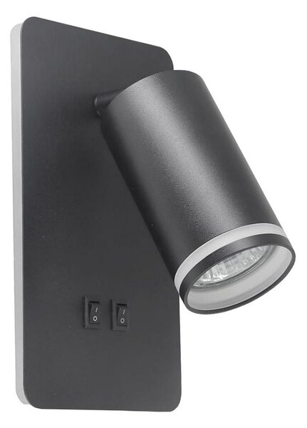 LED Nástenné bodové svietidlo PARIS 1xGU10/10W/230V + LED/6W/230V čierna