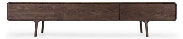 Hnedý TV stolík z dubového dreva 220x45x45 cm Fawn – Gazzda