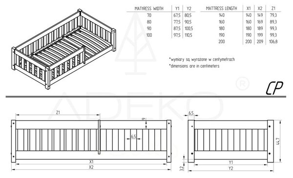 Detská posteľ s výsuvným lôžkom s úložným priestorom s roštom v prírodnej farbe 90x200 cm CP – Adeko