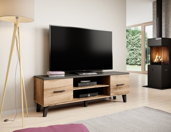 HALMAR TV stolík Lotta 160 cm dub wotan/čierny