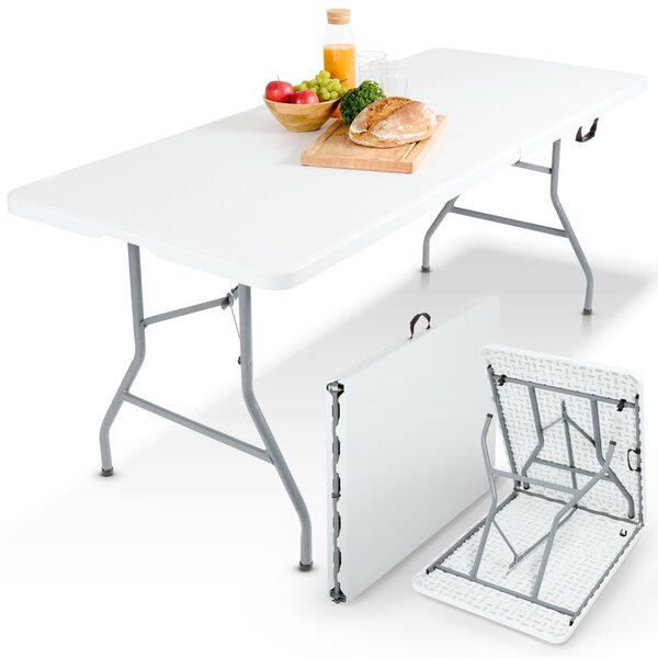 AREBOS skladací bufetový stôl 182x74x74 cm | záhradný stôl pre 8 osôb, biely