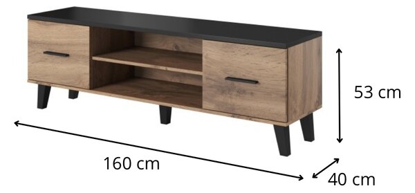 HALMAR TV stolík Lotta 160 cm dub wotan/čierny