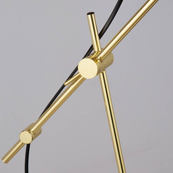 Searchlight Stojacia lampa Zaliha, čierna/zlatá, kov, 120 cm, E27, Čierna, Obývacia izba / jedáleň, kov, Moderný, Oblúková stojaca lampa