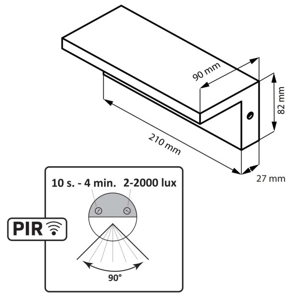 LED Vonkajšie nástenné svietidlo so senzorom TESA LED/10W/230V IP54 čierna