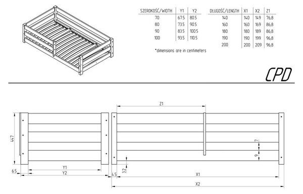 Detská posteľ z borovicového dreva s úložným priestorom v prírodnej farbe 80x160 cm Mila CPD – Adeko