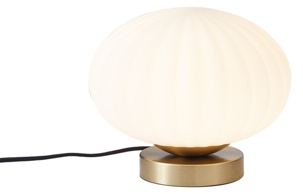 Dizajnová stolná lampa mosadzná s opálovým sklom - Mochi