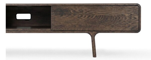 Hnedý TV stolík z dubového dreva 220x45x45 cm Fawn – Gazzda