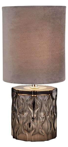 Stolová lampa Nyssa, sivá, textil/kov, 28 cm, E27, Hliník / sivá / zinok, Obývacia izba / jedáleň, Textil / látka / hodváb, Moderný, Stojacie svietidlo