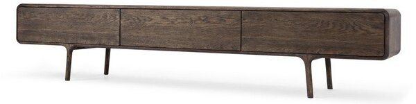 Hnedý TV stolík z dubového dreva 220x45x45 cm Fawn – Gazzda