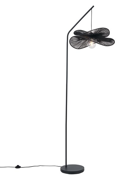 Art Deco stojacia lampa čierna s čiernym tienidlom - Nest