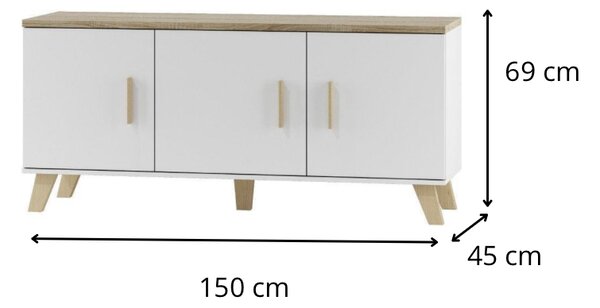 HALMAR TV stolík Lotta I 150 cm dub sonoma/biely