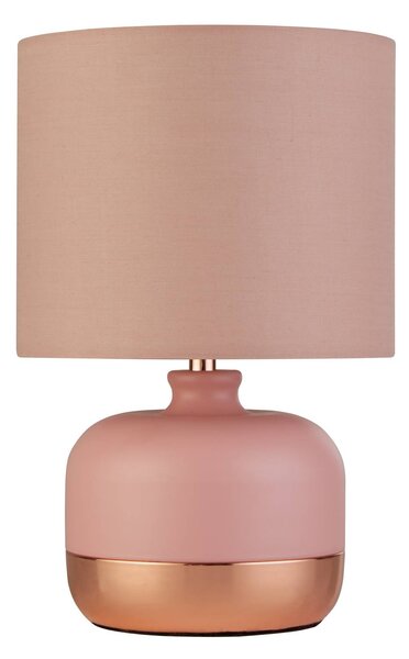 Stolová lampa Tamsin, ružová, kov/textil, výška 27 cm, E14, Fialová / ružová, Obývacia izba / jedáleň, Textil / látka / hodváb, Moderný, Stojacie svietidlo