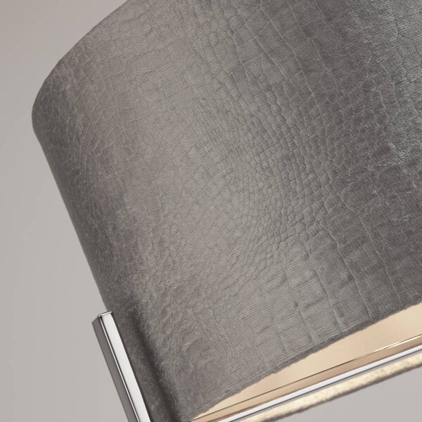 Searchlight Stropné svietidlo Kyran, sivá, kov, zamat, Ø 40 cm, E27, Hliník / sivá / zinok, Obývacia izba / jedáleň, Textil / látka / hodváb, Moderný