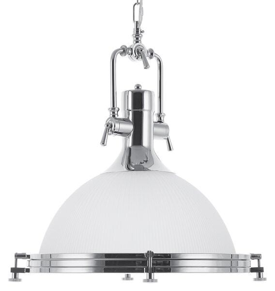 Závesná lampa biele kovové tienidlo okrúhle stropné svietidlo industriálne osvetlenie