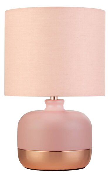 Stolová lampa Tamsin, ružová, kov/textil, výška 27 cm, E14, Fialová / ružová, Obývacia izba / jedáleň, Textil / látka / hodváb, Moderný, Stojacie svietidlo