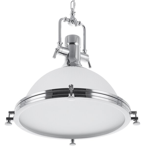 Závesná lampa biele kovové tienidlo okrúhle stropné svietidlo industriálne osvetlenie