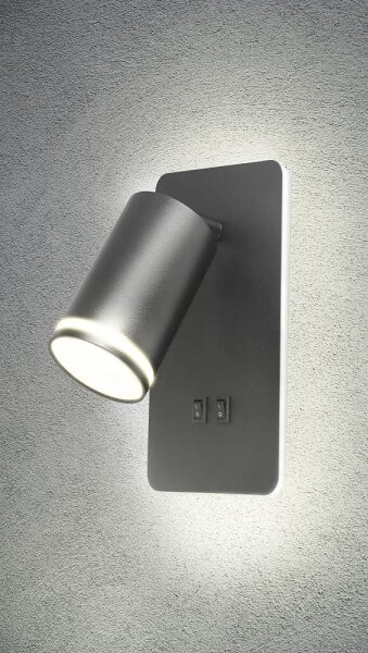 LED Nástenné bodové svietidlo PARIS 1xGU10/10W/230V + LED/6W/230V čierna