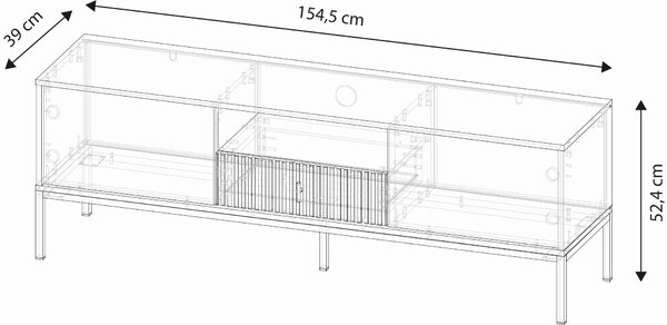 Vivaldi TV stolík Maggiore II 154,5 cm čierny