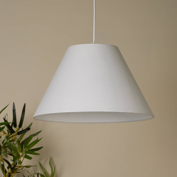 Závesné svietidlo Lyta, biele, Ø 38 cm, textil, kužeľový tvar, Biela / opálová, Obývacia izba / jedáleň, Textil / látka / hodváb, Škandinávsky, Závesné svietidlo