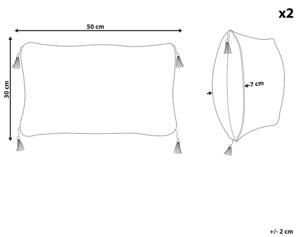 Sada 2 vankúšov biela a čierna obliečka polyester 30 x 50 cm dekoratívne vankúše geometrický vzor