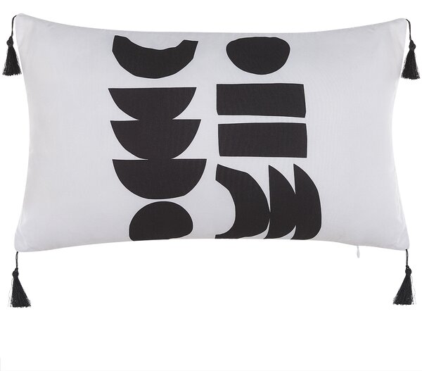 Sada 2 vankúšov biela a čierna obliečka polyester 30 x 50 cm dekoratívne vankúše geometrický vzor