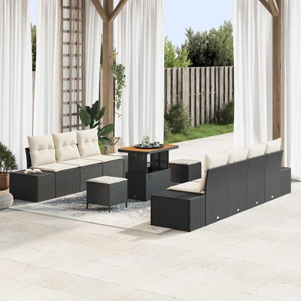 Maison Exclusive - Záhradný nábytok s vankúmi 10 ks ierny Poly-rattan