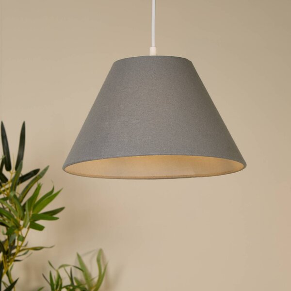 Závesné svietidlo Lyta, sivá, Ø 28 cm, textil, kužeľový tvar, Hliník / sivá / zinok, Obývacia izba / jedáleň, Textil / látka / hodváb, Škandinávsky, Závesné svietidlo