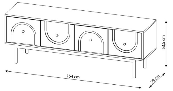 Vivaldi TV stolík Mazoma 154 cm čierny/zlatý