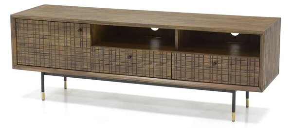 LivinHill TV stolík Maze 160 cm z masívu hnedý/čierny