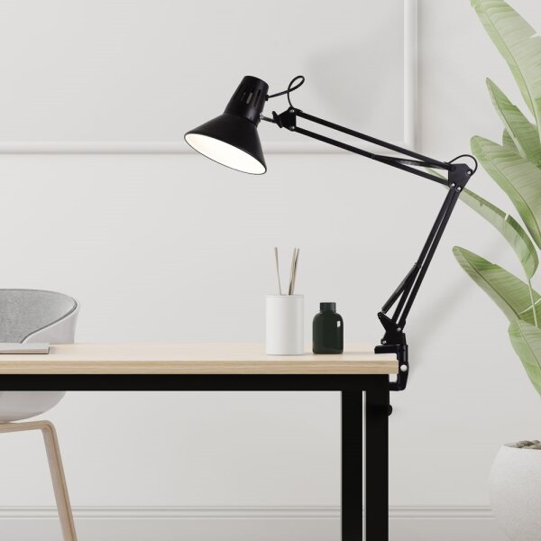 Stolová lampa s klipom WORKER 1xE27/10W/230V čierna