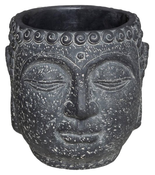 DekorStyle Cementový Buddha kvetináč antracit
