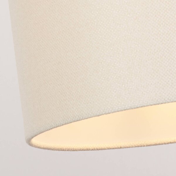 Searchlight Závesné svietidlo Rayna, Ø 30 cm, biele, ľan, E27, Krémová / jantárovo žltá, Obývacia izba / jedáleň, Textil / látka / hodváb, Škandinávsky, Závesné svietidlo