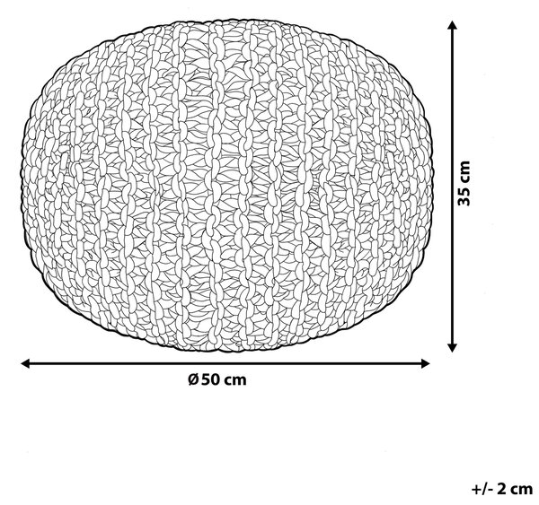 Puf taburetka ružová a biela okrúhla bavlnená 50 x 35 cm pletená podnožka výplň z polystyrénového granulátu